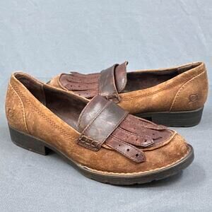 Born Shoes 7M Damskie Penny Fringe Loafers Leather Kiltie Goth Preppy Y2K Office